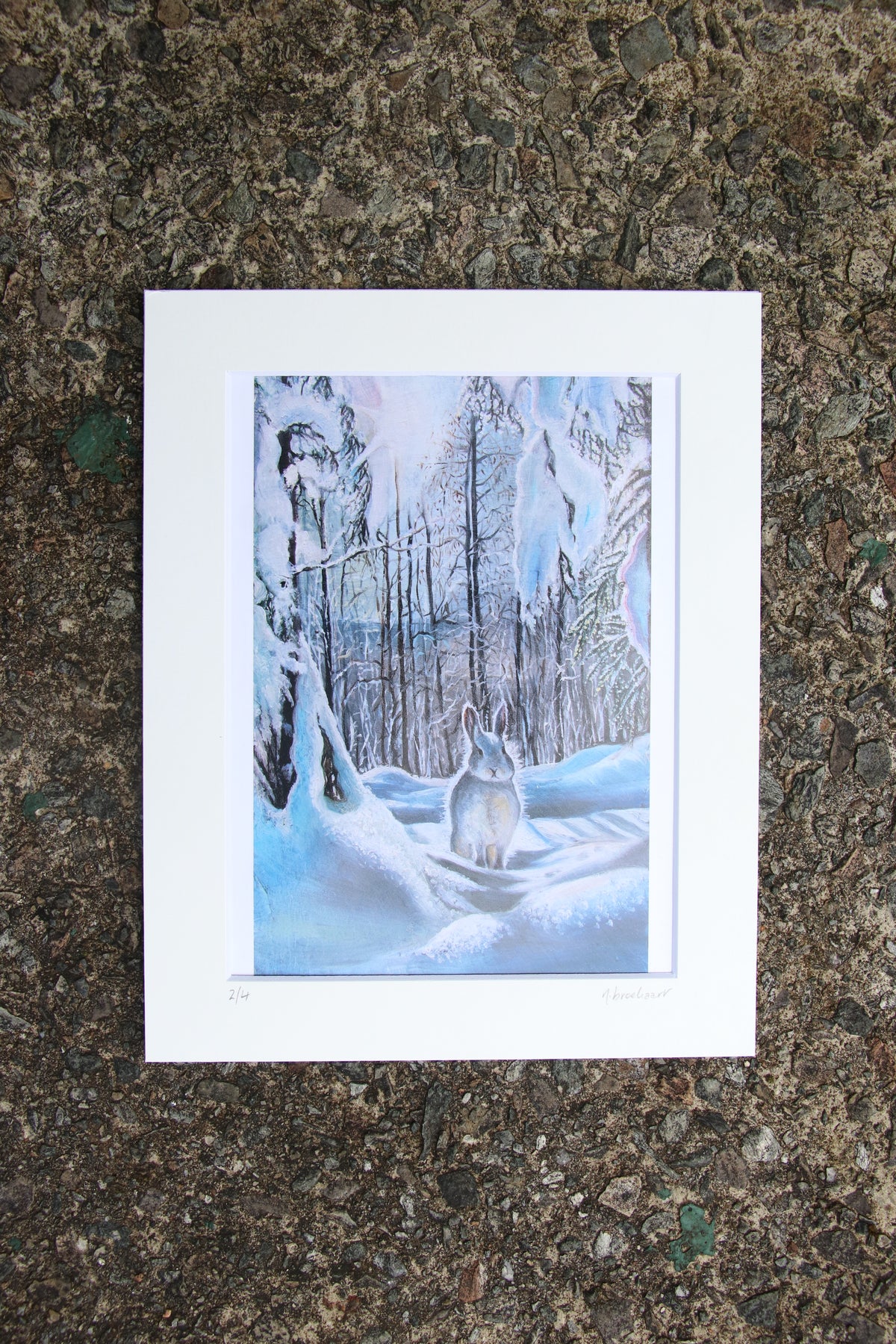 Snow Bunny - Small Mounted Print