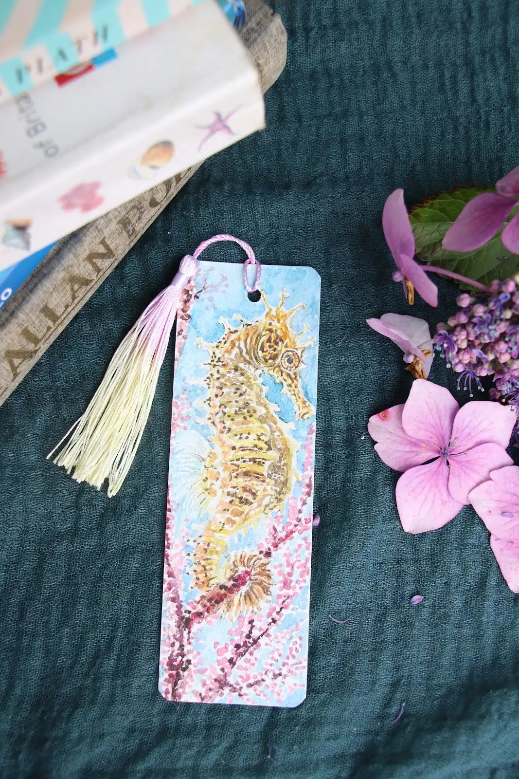 Seahorse - Hand-painted Bookmark