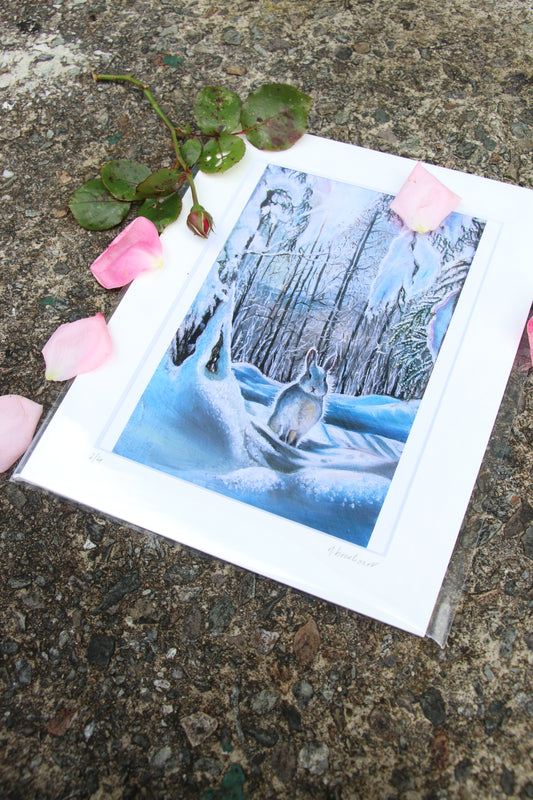 Snow Bunny - Small Mounted Print