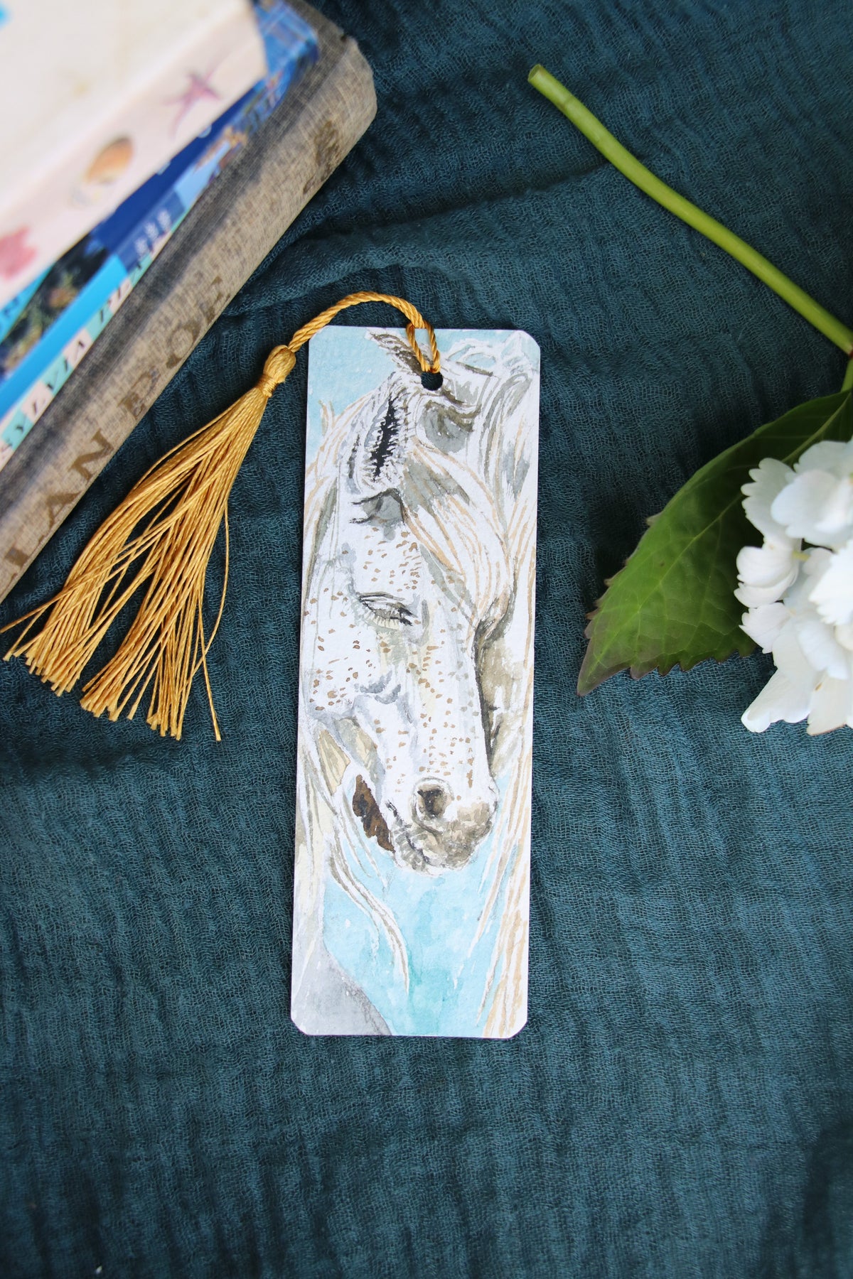 Horses embrace - Hand-painted Bookmark