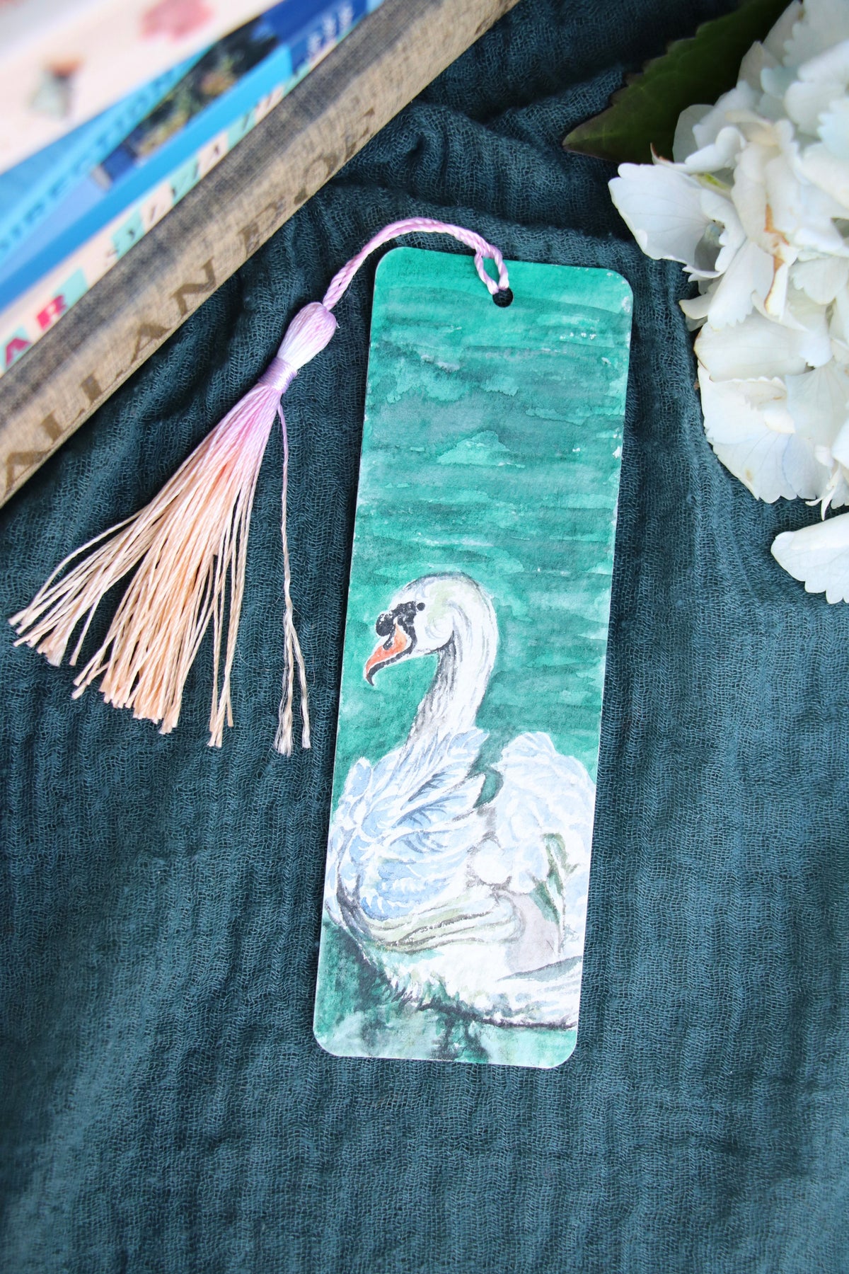 Swan - Hand-painted Bookmark