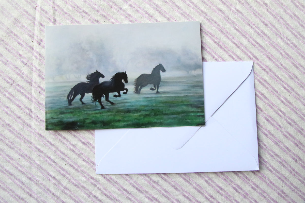 Horses in Mist - Printed Card