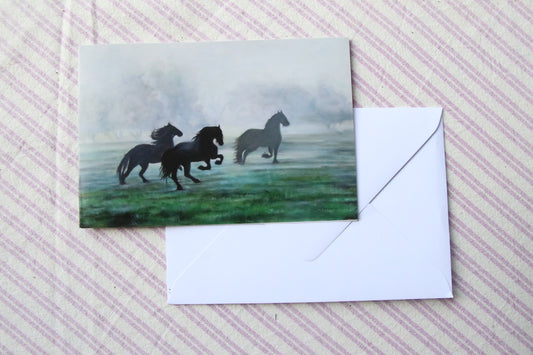 Horses in Mist - Printed Card