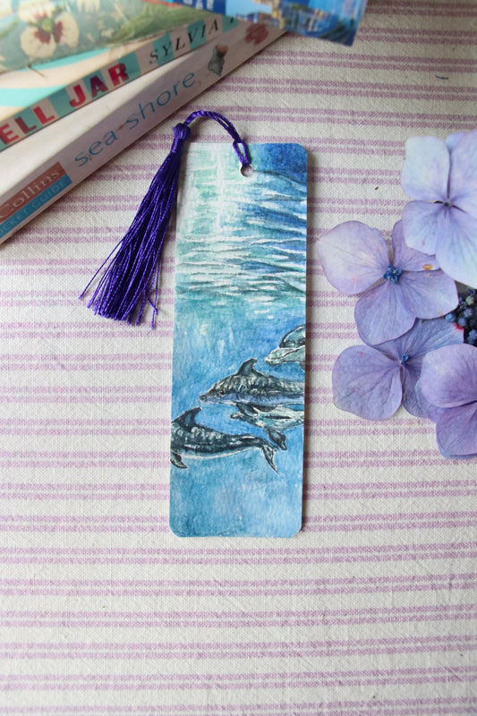 Dolphins - Hand-painted Bookmark